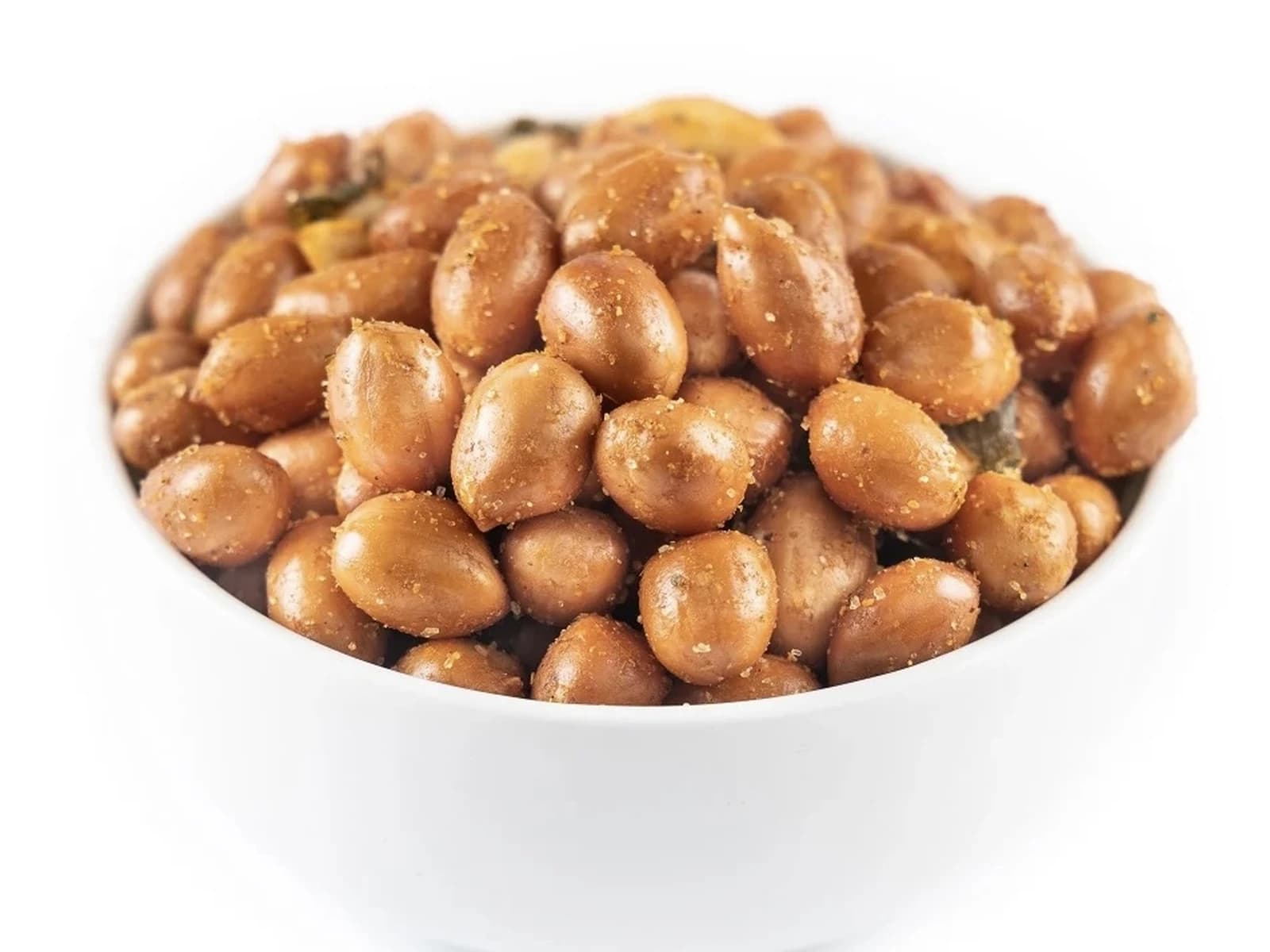 Bowl of masala palli, spiced roasted peanuts